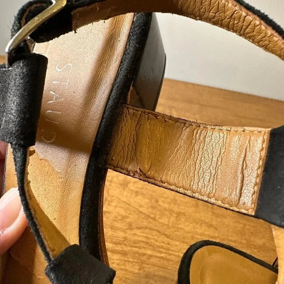 Staud Black Strappy Suede Block Heels Womens Size 7 AS IS - Picture 7 of 11